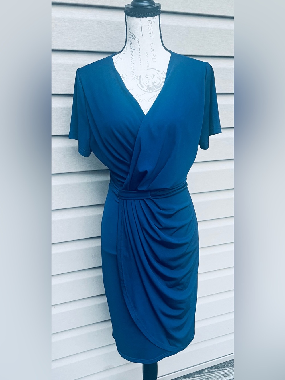 PARAGON Teal Draped Midi Dress